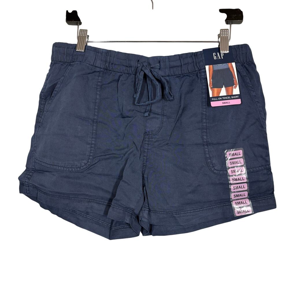 NEW! GAP Pull On Tencel Short Blue Casual Shorts Tie Waist Elastic Comfy - S